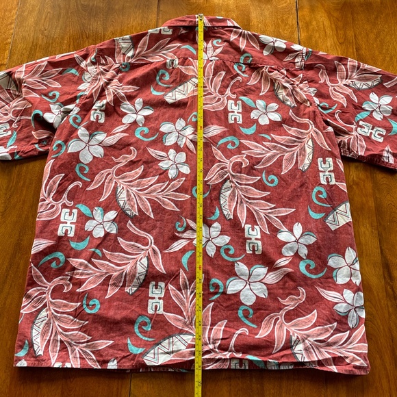 Floral Hawaiian shirt Men's XXL100% cotton button down  rust white aqua black - Picture 3 of 8